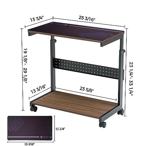EUREKA ERGONOMIC PC Stand Computer Cart, Height Adjustable Tower Stand 2-Tier Suit for ATX Case Printer, Metal Rolling Cart on Wheels for Gaming Home Office, Walnut - color: Walnut