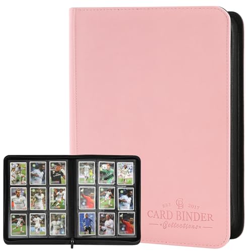 9 Pockets Card Binder,Premium Zip Trading Card Binder,540 Double Sided Pocket PU Collection Binder, Collector Album, Card Folder for MTG, TCG, Business Cards.(Pink) - color: Pink, size: 9 Pocket 540