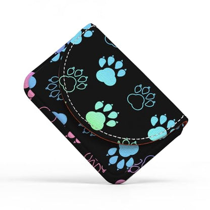 Business Card Holder，PU Leather Business Card Case Wallet Dog Paw | Pocket Travel Name Card Case for Men and Women Gift，Portable Magnetic Business Card Carrier for Purse - color: Dog Paw