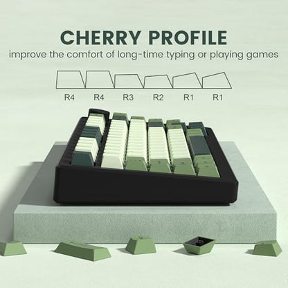 dagaladoo Double Shot PBT keycaps Green, Cherry Profile Keyboard Keycaps | 138-keys full size key caps, Custom keycaps for 60% 65% 75% 100% Cherry-MX switch Mechanical Keyboard（Matcha) - color: Matcha Green