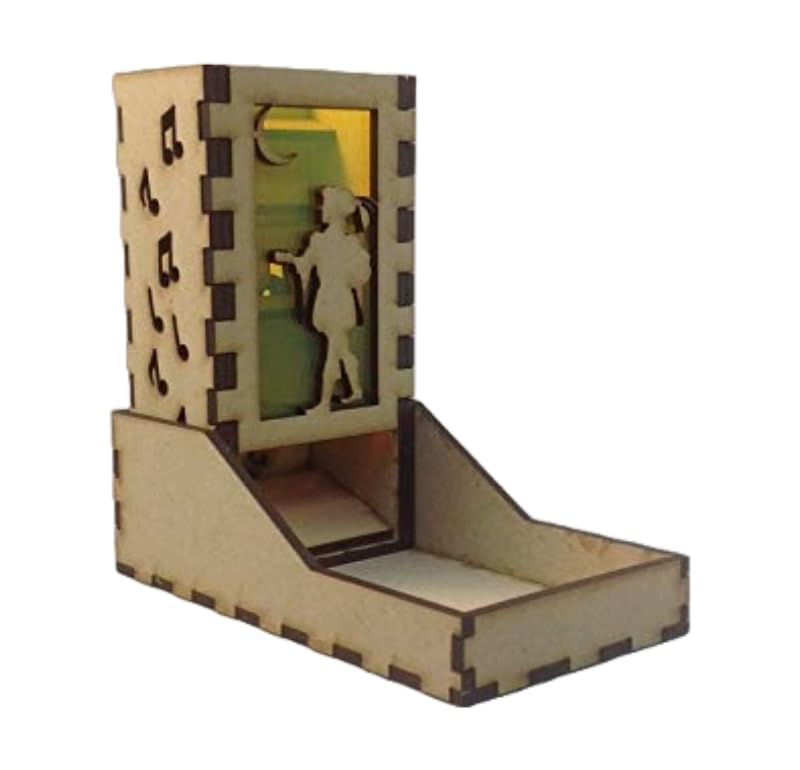 Bard Mini Dice Tower v1 Neon Yellow Acrylic Window Laser Cut MDF Unique Gift