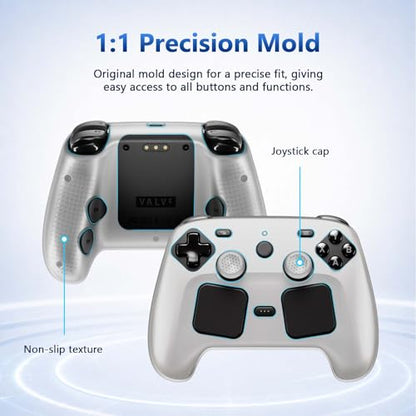 Case Cover Compatible with Steam Controller 2 2026, Soft Silicone Protector Cover Skin Case for Steam Controller 2 with Thumb Grip Caps, Anti-Scratch, Shockproof (Clear) - color: Clear