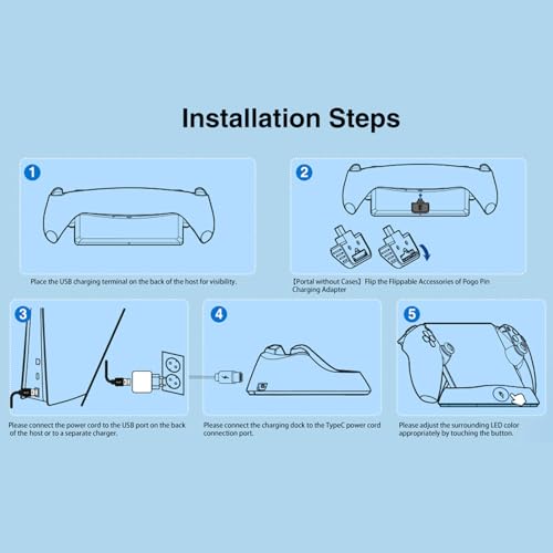 Charging Base for Game Console Dock Stand with Adjustable Light Fast Holder ABS Game Stand