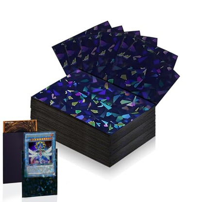 100 Count Black Card Sleeves for Trading Cards, Perfect Fit Shiny MTG Card Sleeves, Holographic Card Sleeve Fit for Magic, Photocard, TCG, Baseball/Sports Cards, Yugioh Card, Game Card 66 * 91 mm - color: Black