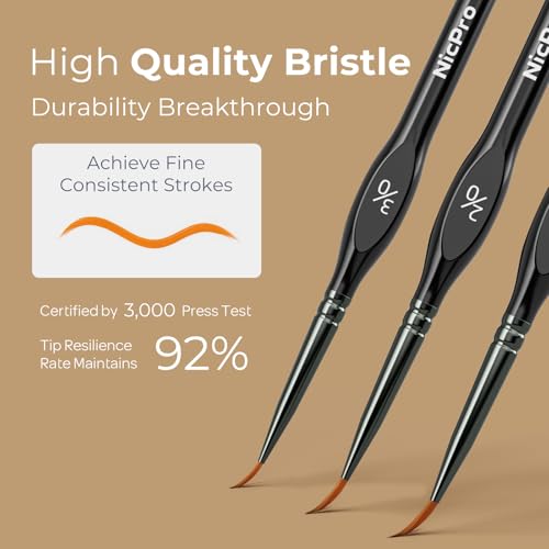 Nicpro 10 PCS Detail Paint Brushes Set, Miniature Brushes for Fine Detailing & Art Painting - Acrylic, Watercolor, Oil, Models, Paint by Numbers, Craft - size: Detail