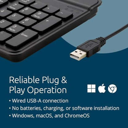 Kensington KB201C Simple Solutions Wired Keyboard with Smart Card Reader (CAC), TAA Compliant, Black (K75454TAA) - size: Wired Keyboard w/ CAC reader