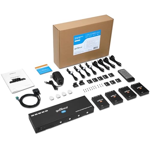 gofanco 4K60Hz 4x4 HDMI Matrix Extender Splitter (Matrix44HD2CAT) | 230ft Cat6/7 Extension, 4K60Hz 4:4:4, HDR, HDCP 2.2/1.4, IR, PoC, EDID, Auto Downscale, 8 Video outputs 4 HDMI+4 RX, Web GUI - size: 4K60Hz 4x4 Cat