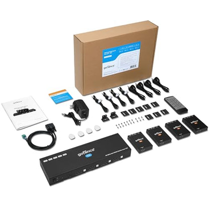 gofanco 4K60Hz 4x4 HDMI Matrix Extender Splitter (Matrix44HD2CAT) | 230ft Cat6/7 Extension, 4K60Hz 4:4:4, HDR, HDCP 2.2/1.4, IR, PoC, EDID, Auto Downscale, 8 Video outputs 4 HDMI+4 RX, Web GUI - size: 4K60Hz 4x4 Cat