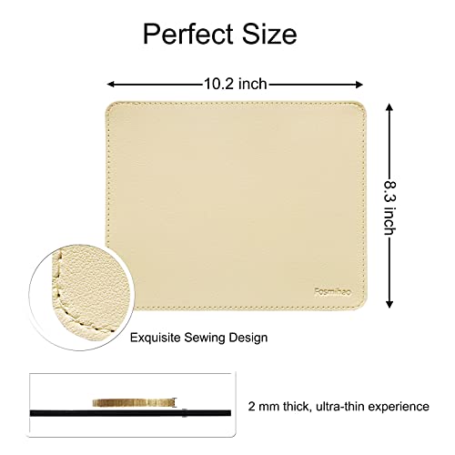 Leather Mouse Pad - Wood Mouse Pad, Double Side Mouse Pad with Stitched Edge, Waterproof Ultra Thin Mouse Pad for Computers, Laptop, Office & Home, 10.2 x 8.3 Inch, 1 Pack (Beige) - color: Beige