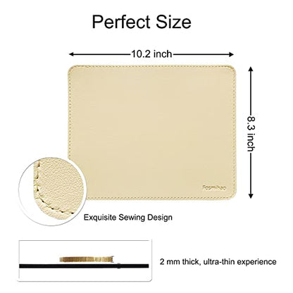 Leather Mouse Pad - Wood Mouse Pad, Double Side Mouse Pad with Stitched Edge, Waterproof Ultra Thin Mouse Pad for Computers, Laptop, Office & Home, 10.2 x 8.3 Inch, 1 Pack (Beige) - color: Beige