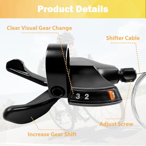 3 Speed Shifter SL-M315-3L Bike Shifter Left Thumb Gear Shifter | 3 Speed Shifter for Moutain Commuter Touring Road Bike,with Visual Window,Skip 3 Gears in a Row,Durable,Low Resistance