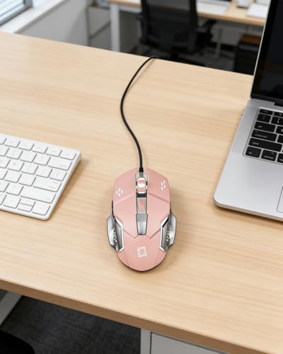 Wired Gaming Mouse with 4-Color Breathing Light, Silent Click, Ergonomic Hollow Side Wings, USB Professional Gamer Mouse for PC Laptop Desktop