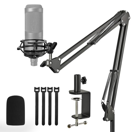 AT2020 Mic Stand, Adjustable Mic Boom Arm with Shock Mount, Foam Windscreen and Cable Ties, for AT2020 AT2020USB AT2020USB+ AT2035 - color: Boom Arm Stand
