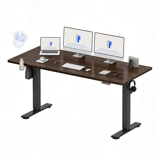 FLEXISPOT 71x32 Inch Electric Large Standing Desk for Home & Office, Spacious Splice Board Desk with Cable Management & Organizer, Cup Holder & Hook, Black Walnut - color: Black Walnut, size: 71"x32"