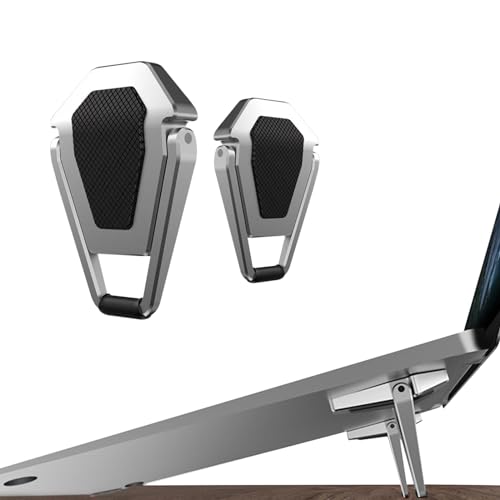 Laptop Stand Portable,Mini Invisible Laptop keyboard Riser for 12-20"Laptop | Portable laptop feet made of zinc alloy, Ergonomic Laptop keyboard Stand Cooling,mini design, stable lifting support,2pcs - color: Silver-2
