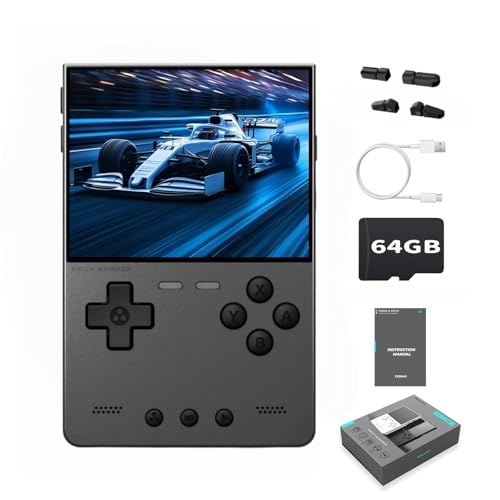 TRIMUI Brick Hammer Retro Handheld Game Console – Metal CNC Aluminum Alloy Body, 3.2" IPS Screen, 8GB Storage, Expandable to 1TB, Built-in 3000mAh Battery - style: Grey-64G