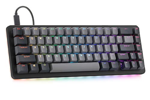 Drop ALT Mechanical Keyboard — 65% (67 Key) Gaming Keyboard, Hot-Swap Switches, Programmable Macros, RGB LED Backlighting, USB-C, Doubleshot PBT, Aluminum Frame (Halo Clear, Black) - color: Black, style: Halo Clear