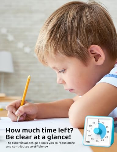 LIORQUE Visual Timer for Kids, 60 Minute Countdown Timer, Dark Blue | Non-Ticking, 3 Volume Levels, Timer for Classroom Kitchen Office ADHD, 2 AAA Batteries Included - color: Dark Blue
