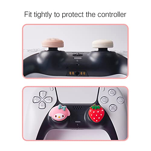 PERFECTSIGHT Cute Thumb Grip Caps for Switch 2 2025, PlayStation 4/5, PS5, PS4, Xbox Series X/S, Xbox One, Switch Pro Controller, 4PCS Kawaii Soft Rubber Analog Thumbsticks Joystick Cover, Strawberry - color: Strawberry