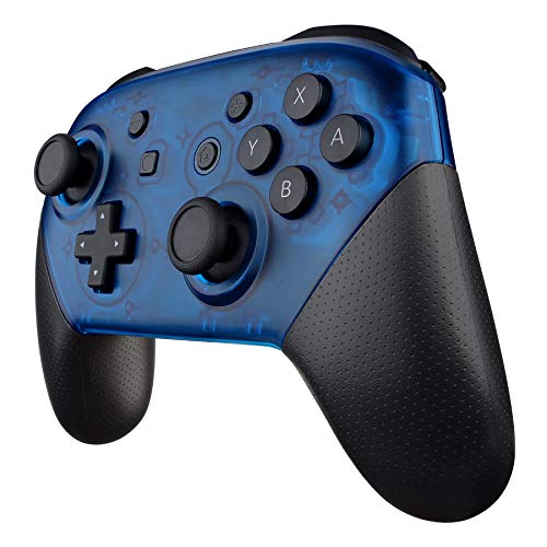 eXtremeRate Transparent Blue Faceplate and Backplate for Nintendo Switch Pro Controller, DIY Replacement Shell Housing Case for Nintendo Switch Pro - Controller NOT Included - color: Clear Blue