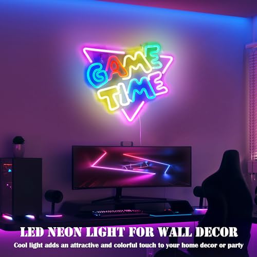 LED Neon Sign Light for Gamer Room Wall Decor - USB Powered with Switch - Acrylic Game Time Neon Sign - Gaming Accessories for Video Game Room Teen Boy Bedroom Gifts - style: Game Time