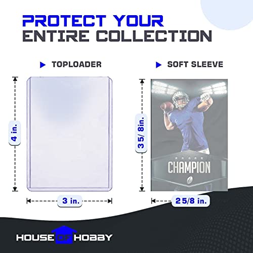200pc Top Loaders for Cards and Penny Sleeves Bundle - Hard Plastic Card Sleeve, Trading Card Protectors, Yugioh & Baseball Card Sleeves - 100 Trading Card Top Loaders & 100 Penny Sleeves - size: 100 Toploaders + 100 Sleeves Bundle (200pc)