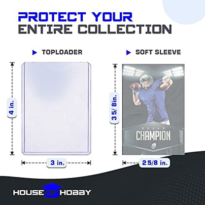 200pc Top Loaders for Cards and Penny Sleeves Bundle - Hard Plastic Card Sleeve, Trading Card Protectors, Yugioh & Baseball Card Sleeves - 100 Trading Card Top Loaders & 100 Penny Sleeves - size: 100 Toploaders + 100 Sleeves Bundle (200pc)