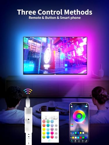 KANTUTOE LED Lights for TV, 19.68ft LED Backlights for 65-80in TV, RGB TV Backlight with Music Sync Bluetooth APP and Remote Control TV Lights Strip USB Powered LED Lights for Bedroom, Gaming - size: 19.68ft for 65"-80" TV