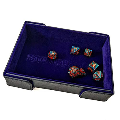 Stonehaven Royal Purple Dice Tray - Foldable Magnetic Velvet and PU Leather Rolling Tray for RPG, DND, and Tabletop Games - style: Royal Purple
