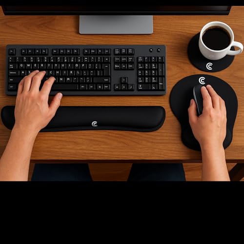4pc Wrist Rests for Keyboard and Mouse Pad Set - Memory Foam Cushion, Black - Ergonomic Wrists Hand Arm Rest Support for Laptop Computer Desk and Gaming - Carpal Tunnel Syndrome Relief - style: Original