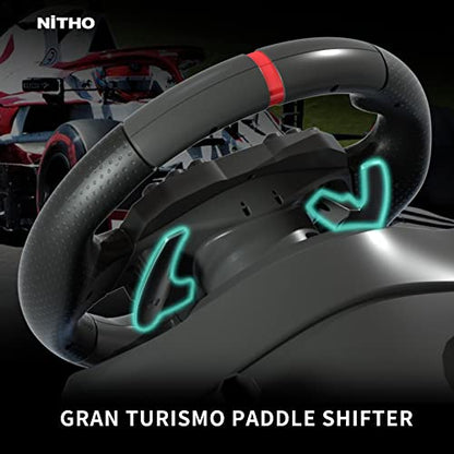 Nitho Drive Pro ONE Racing Wheel with Pedals and Separate Shifter, 270° Gaming Steering Wheel Compatible with PC, PS4, Switch, Xbox One & Xbox Series X|S, Zero Dead Zone Driving Sim with Vibration
