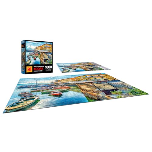 RoseArt Kodak Premium Harbor of Naples Italy 1000 Piece Jigsaw Puzzle | 20" x 27" Finished Size, Adult Puzzle, Fully Interlocking Pieces, Poster Included, Made in USA - style: Harbor of Naples Italy