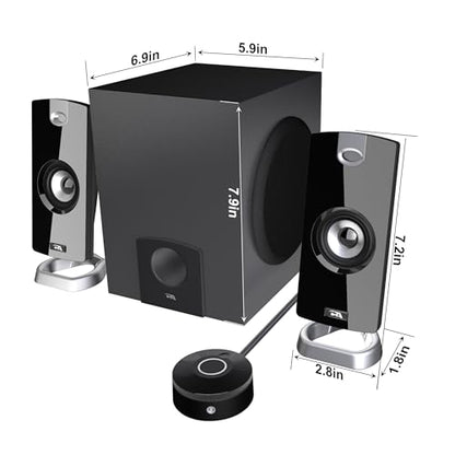 Cyber Acoustics CA-3090 2.1 Speaker System with Subwoofer with 18W of Power – Easy Setup and Convenient Controls, Great for Music, Movies, and Gaming