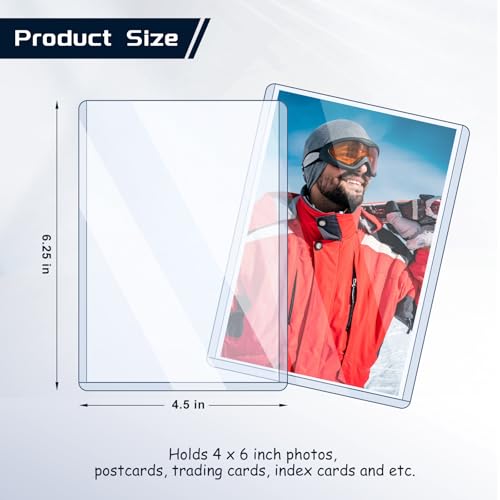 15 Pack Post Card Photo Top Loaders 4 x 6 Inches Hard Plastic Cards Sleeve Protectors Rigid Photo Plastic Sleeves for Trading Cards, Baseball Cards, Postcards
