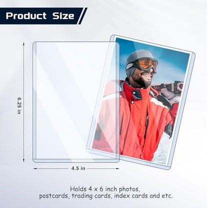 15 Pack Post Card Photo Top Loaders 4 x 6 Inches Hard Plastic Cards Sleeve Protectors Rigid Photo Plastic Sleeves for Trading Cards, Baseball Cards, Postcards