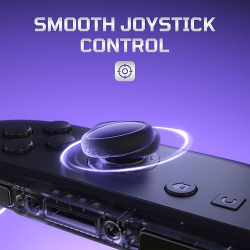 eXtremeRate Replacement 3D Joystick & Thumb Grips & Side Rail Shell Buttons for Nintendo Switch 2 JoyCon, Console Rail Stickers Left Right Analog Stick Thumbsticks Cap for Switch 2 - Clear Slate Black - color: Clear Slate Black
