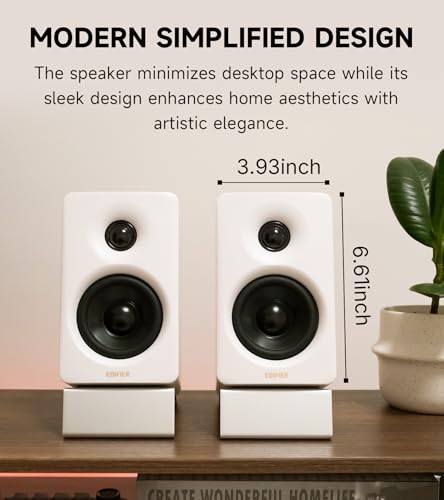 Edifier M60 Multimedia Speaker Bluetooth 5.3, 66W RMS, Hi-Res Audio & Hi-Res Wireless Audio, LDAC,3" Mid Bass & 1" Tweeter, USB-C & Aux Inputs, Compact Desktop Speaker - White - color: White