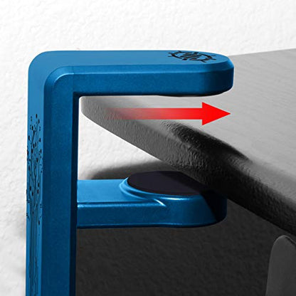 ENHANCE PC Gaming Headphone Holder - Desk Headphone Hanger Esports Headset Holder with Adjustable 360 Rotation, Under Desk Headphone Hook Clamp, Universal Fit, & Built in Cable Clip Organizer - Blue - color: blue