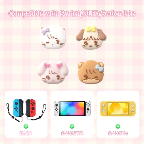 GeekShare 4PCS Switch Thumb Grip Caps,Kawaii Thumbstick Caps,Soft Silicone Joystick Cover Compatible with Switch/OLED/Lite - Mikko Sweet Thoughts - color: Mikko Sweet Thoughts