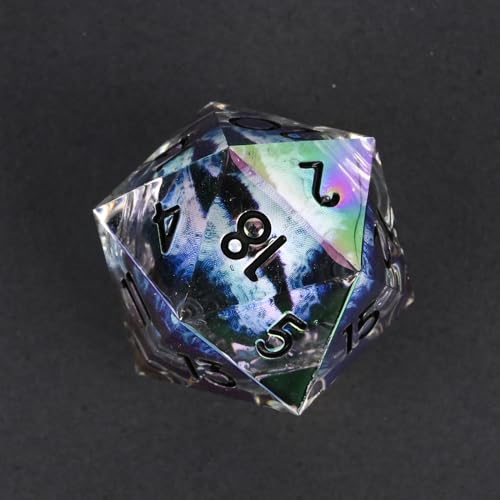 Electroplated Resin Dice Set, Resin Edge Sharp for Dungeons & Dragons RPG, MTG Board Games with Gift Box(Electroplating Blue Longan) - color: Electroplating Blue Longan