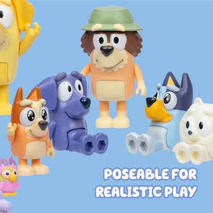 Bluey Super Fan Figurines Set, 12-Character Figure Pack | 9 fully articulated mini figures incl. Bluey, Bingo, Joff & Pom Pom; toddler figurine toys ages 3+ - style: Bluey Super Set