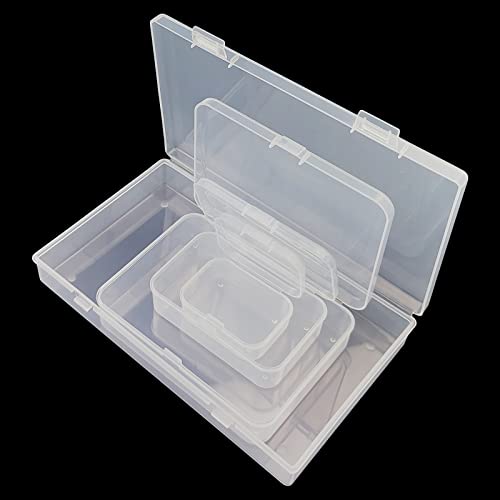 96 Pack Rectangular Clear Plastic Storage Containers | Mixed Sizes, Hinged Lid, For Beads and Small Craft Items - size: Mixed Sizes