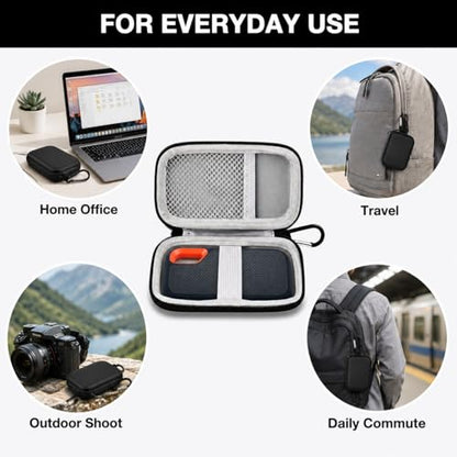 Hard Case Compatible with SanDisk 500GB/ 1TB/ 2TB/ 4TB Extreme Portable SSD - Up to 1050MB/s - USB-C, USB 3.2 Gen 2 - External for Solid State Drive. Carrying Travel Holder for USB Cables (Box Only) | Protective Storage Bag Fits for SanDisk 500GB/ 1TB/ 2T