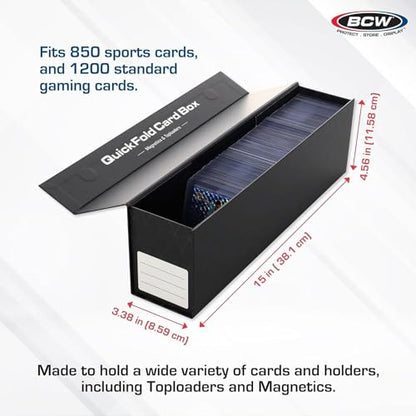 BCW QuickFold® Card Storage Boxes for Magnetics & Toploaders – 6 Pack | Trading Card Holder Box with Magnetic Closure | Easy Fold Assembly for Sports and TCG Cards - size: 6 Pack