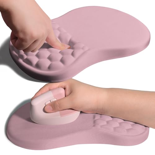 Ergonomic Joint Wrist Support Mouse Pad with Memory Foam Cushion Massage Bump, Carpal Tunnel Pain Relief Mousepad Slope Design for Wrist Rest, 11.8x7.9 in, Thistle - color: Thistle