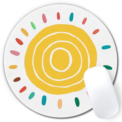 Boho Colorful Rainbow Sun Mouse Pad,Cute Rainbow Sun Sunshine Mouse Pads Mousepad for Desk Home Office Dorm Computers Laptop, Cute Boho Office Supplies Desk Accessories, 7.9x7.9 Inch - color: Color-14