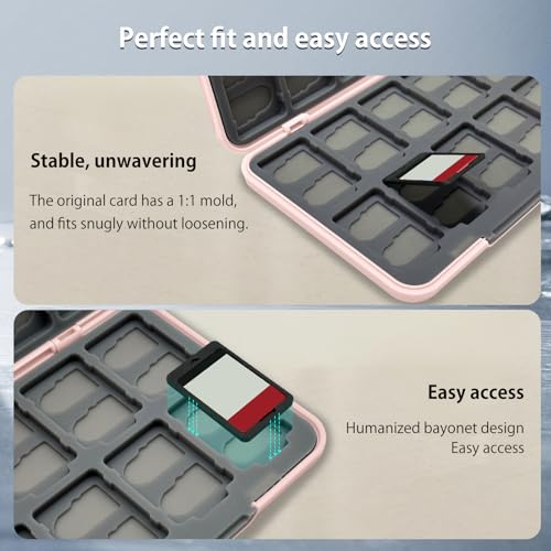 ONETIAOLONG Switch Game Case Holder for Switch 2 & OLED & Lite with 24 Cartridge Slots and 48 Micro SD Card Storage with Magnetic Closure,Protective Hard Shell and Soft Lining for Easy carrying - color: Pink, style: 24-slots