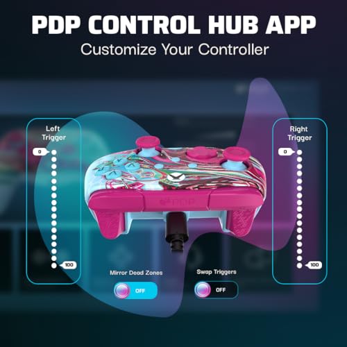PDP Gaming REMATCH GLOW Enhanced Wired Gaming Controller: Licensed Glow in the Dark Gamepad for Xbox Series X|S, Xbox One, Windows PC, Mappable Back Buttons, Advanced Customizable App: Android Dreams - color: Android Dreams (Glow in the Dark), style: Cont