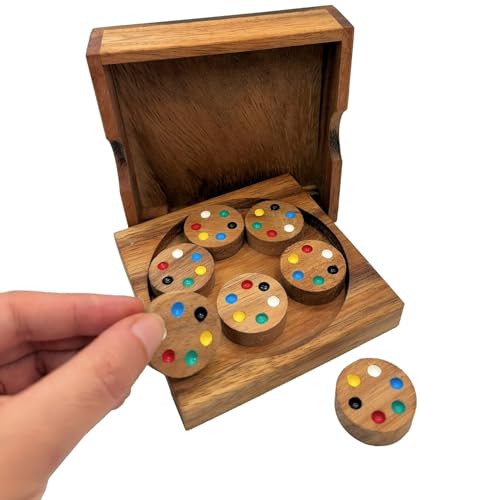 Circles Color Match challenging Wooden IQ Puzzle Fun Play Brain Teaser Game for Adults and Teens - style: Circles Color Match