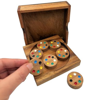 Circles Color Match challenging Wooden IQ Puzzle Fun Play Brain Teaser Game for Adults and Teens - style: Circles Color Match